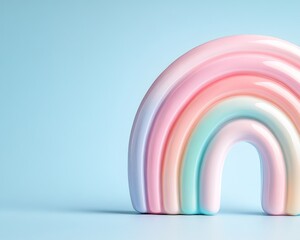Obraz premium A soft pastel rainbow against a light blue sky.