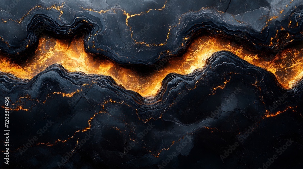 Aufkleber rich black marble texture with striking copper veins flowing in a liquid wave pattern this elegant s