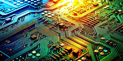 High-tech circuit board backdrop, perfect for product displays.