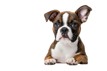 Obraz premium Adorable Boxer Puppy with Sad Expression Isolated on Transparent Background