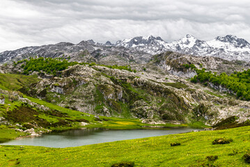 Route to Covadonga, Lakes, Mountains, Cangas de Onis, Asturias, Picos de Europa, Spain