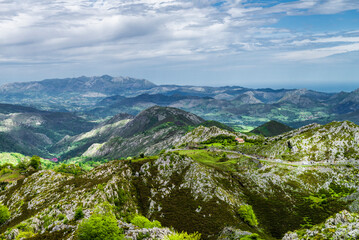 Route to Covadonga, Lakes, Mountains, Cangas de Onis, Asturias, Picos de Europa, Spain