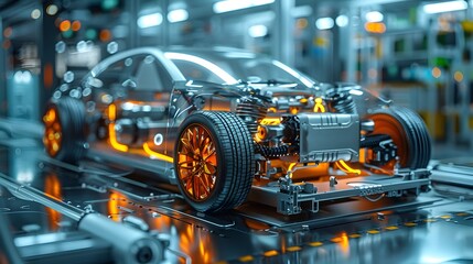 Fototapeta premium Sleek and Powerful Lithium-ion Battery Pack Powering the Future of Electric Vehicles