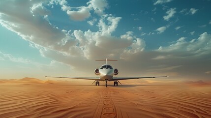 Sleek Mirror Plane Illusion in the Vast Sahara Desert,Captivating Gateway for Tourism Adventure