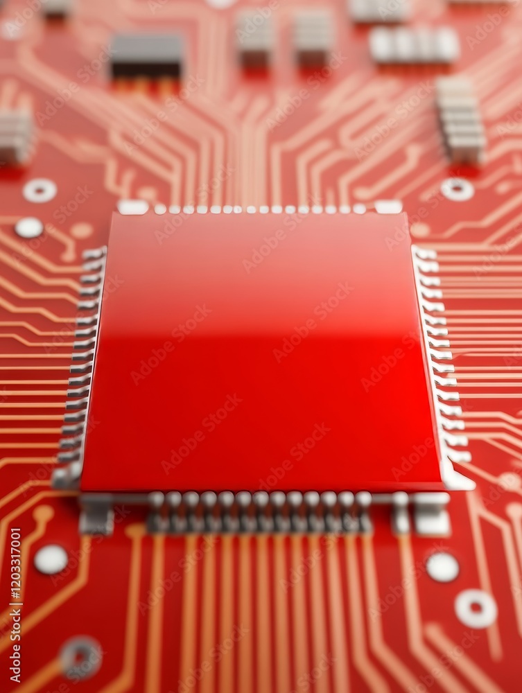 Poster red circuit board background for tech and electronic devices