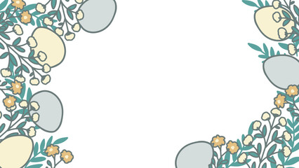 Charming Easter Egg and Leafy Border Background. Ideal for festive invitations, greeting cards, or seasonal designs, with essence of spring and Easter celebrations