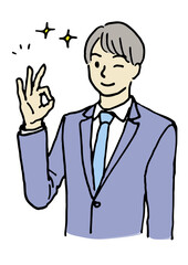 ビジネスマン 男性 オッケー ポーズ