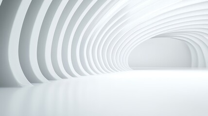Obraz premium Minimalist white interior with curved architectural design.
