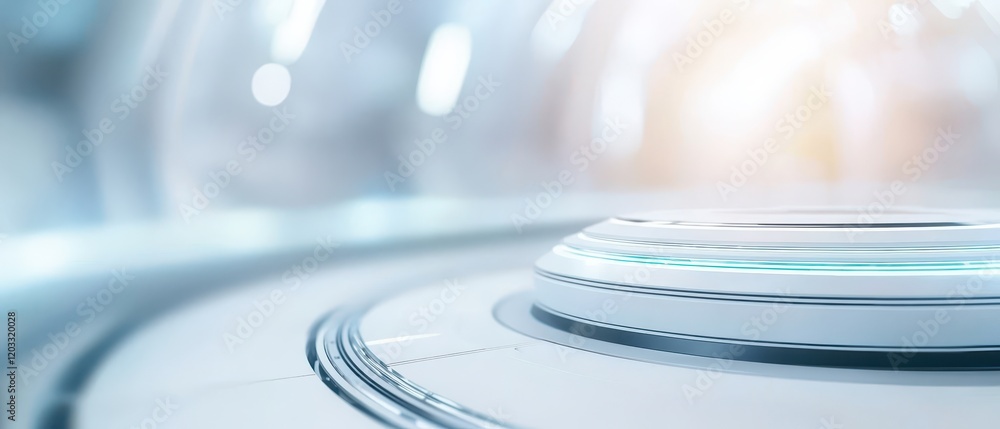 Poster futuristic circular design with abstract glowing elements.