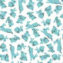 Adorable Blue Bunny Pattern for Easter Gifts. Perfect for Easter-themed projects, children's designs, nursery decor, fabrics, gift wraps, digital wallpapers, and spring-inspired crafts,