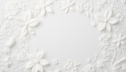 Delicate white floral arrangement with intricate lace patterns showcasing elegance and artistry for celebrations or decor
