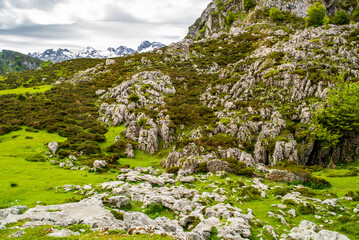 Route to Covadonga, Lakes, Mountains, Cangas de Onis, Asturias, Picos de Europa, Spain