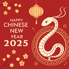  Happy Chinese New Year 2025 - Year of the Snake Greeting Card