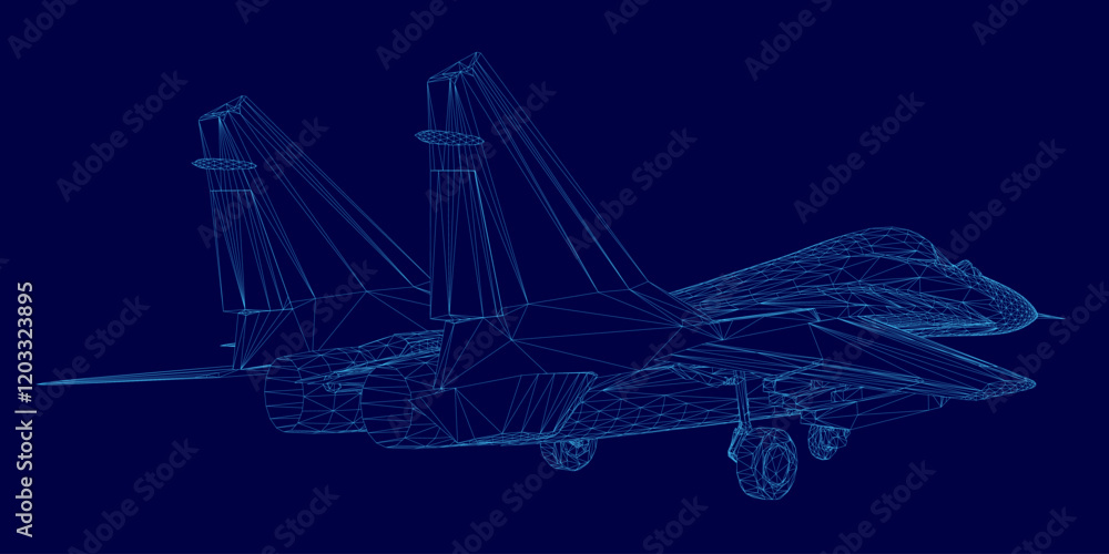 Poster blue airplane is shown in a computer generated image. the image is a stylized representation of the 