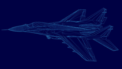 Blue jet is flying in the sky. The jet is very large and has a very long tail