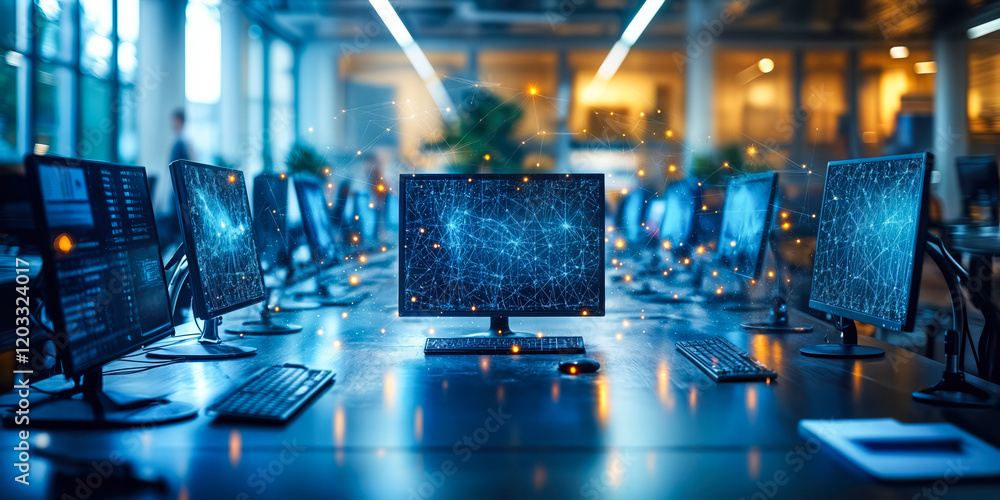 Poster ai-enhanced office productivity software optimizing workflow and communication efficiency