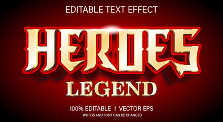 heroes legend vector text effect with modern style design