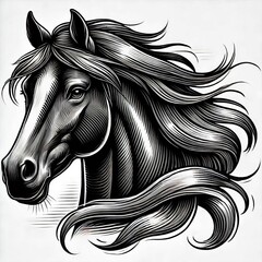 Horse Portrait A vector illustration of a horse's face with a ma