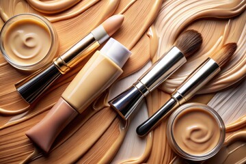 Makeup swatches showcase BB cream, CC cream, and concealer textures.  Brush stroke variations are clearly visible.