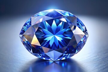 Minimalist photo of a breathtaking blue sapphire.  AI generated, showcasing the gem's vibrant color and intricate detail.