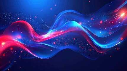 A futuristic abstract background in cool blue with dynamic red light beams and highlights, creating a visually engaging composition