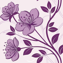 Seamless 3D Purple Decorative Flower Pattern – Elegant Design