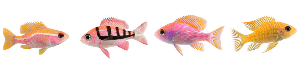 Colorful and Diverse Tropical Fish Swimming in Natural Underwater Aquatic Ecosystem  Variety of Ornamental Marine Life Inhabiting an Exotic Ocean or Freshwater Environment