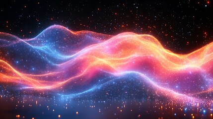 Obraz premium Abstract Cosmic Nebula Waves of Pink and Blue Light