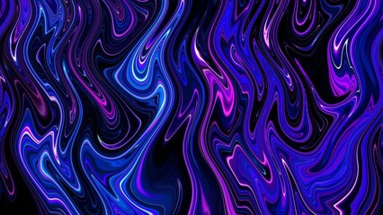 Vivid Abstract Waves in Blue and Purple Tones. A mesmerizing abstract artwork featuring fluid, wavy patterns in vibrant shades of blue, purple, and magenta on a dark background