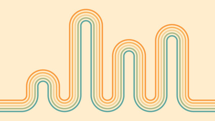 Abstract background of rainbow groovy Wavy Line design in 1970s Hippie Retro style. Vector pattern ready to use for cloth, textile, wrap and other.