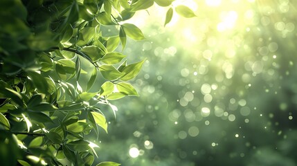 Sunlight through foliage creating bokeh, photorealistic and minimal style