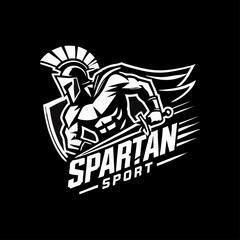 Naklejka premium Spartan sport logo black icon on white background