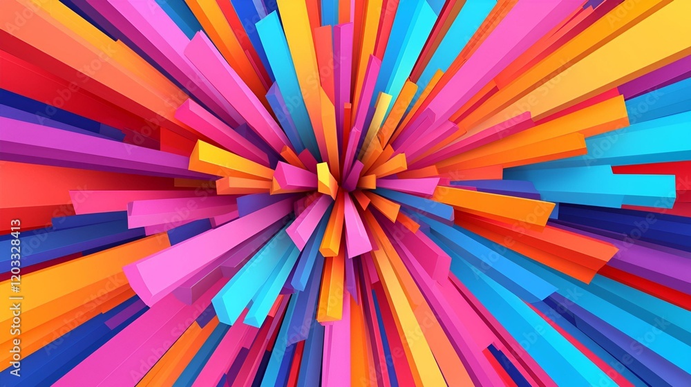 Poster geometric harmony, an intricate design showcasing vibrant shapes and patterns influenced by the dyna