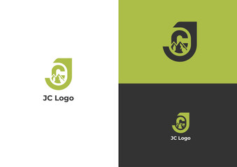 J C mountains logo design concept 