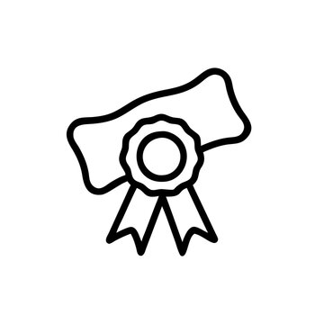 recommend clip art: Certificate with ribbon rosette icon in outline style.
