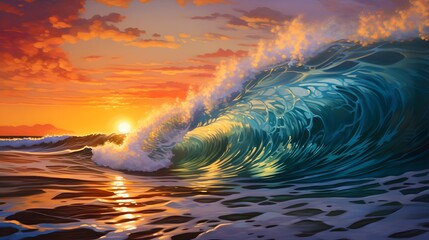 Breathtaking sunset reflecting on the calm shimmering surface of the ocean creating a captivating and serene coastal landscape