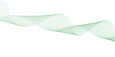 Abstract green lines on a white background. Modern technology wave design. Vector illustration.