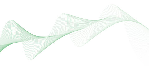 Abstract green lines on a white background. Modern technology wave design. Vector illustration.