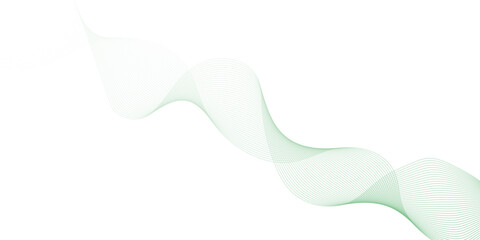 Abstract green lines on a white background. Modern technology wave design. Vector illustration.