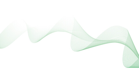 Abstract green lines on a white background. Modern technology wave design. Vector illustration.