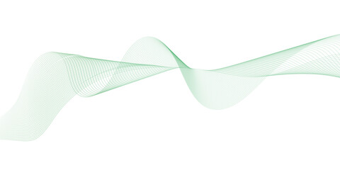 Abstract green lines on a white background. Modern technology wave design. Vector illustration.