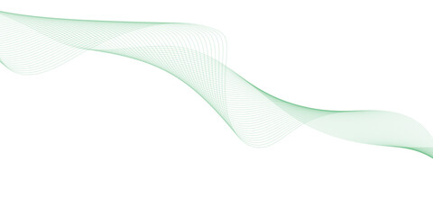 Abstract green lines on a white background. Modern technology wave design. Vector illustration.