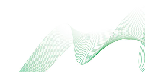 Abstract green lines on a white background. Modern technology wave design. Vector illustration.