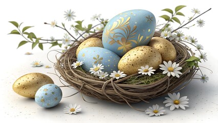 Obraz premium easter eggs in a nest