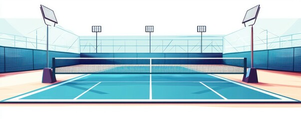 Obraz premium Illustrated vector concept for a high-tech surround sound system for badminton courts.