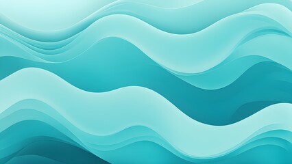Abstract teal and turquoise wavy background with layered paper effect.