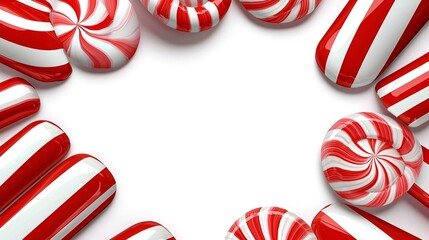Candy Cane Frame, a vibrant red and white striped design, evokes holiday cheer, perfect for festive decorations or seasonal displays.