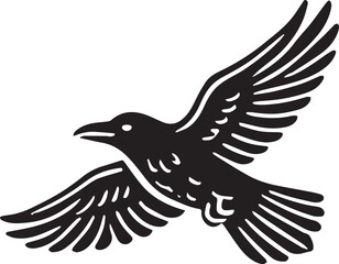 Crow vector in black and white