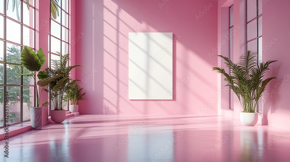 Poster sleek 3d render of a white clipboard placed on a soft pink minimalistic background with clean lines 