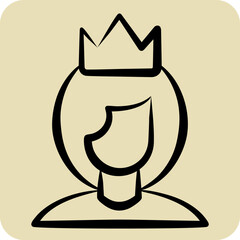 Icon Queen. related to Women symbol. hand drawn style. design editable